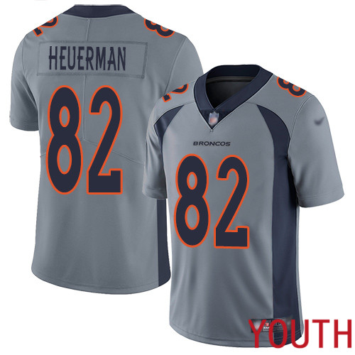 Youth Denver Broncos #82 Jeff Heuerman Limited Silver Inverted Legend Football NFL Jersey->youth nfl jersey->Youth Jersey